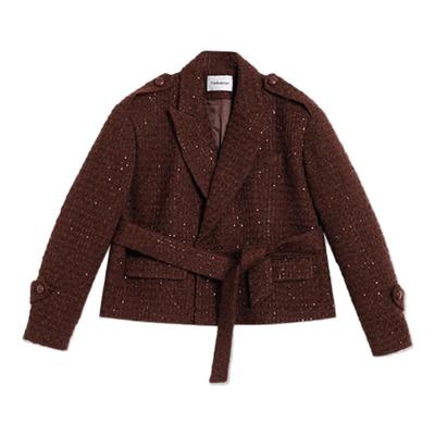 CAN秋冬新款复古粗花呢西装+短裤