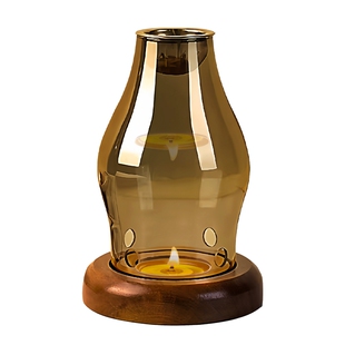 香槟金色隔火熏香安神灯 新款高硼硅玻璃蜡烛酥油灯沉香禅香炉