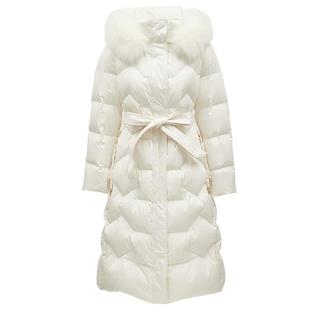 Vero Moda秋冬优雅人纯色狐狸毛白鸭绒长款云朵羽绒服324412004