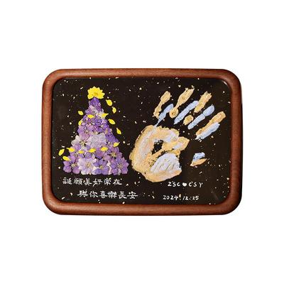 按手印花海书法实木相框手写定制