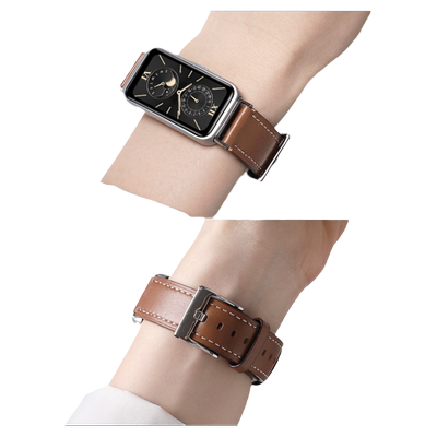 jetman适用华为手环真皮针扣表带