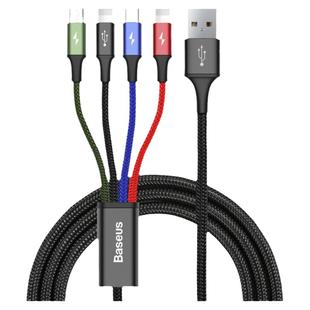 倍思适用苹果16华为荣耀小米三星数据线一拖四iPhone15四合一双type-c安卓手机14充电线一拖三多功能17快充线