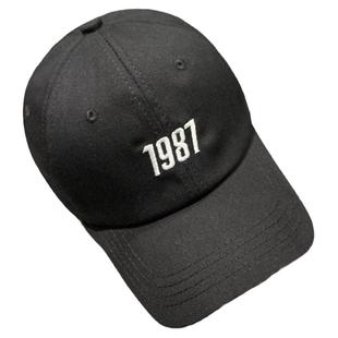 韩版ins刺绣1987软顶鸭舌帽子女春秋季时尚百搭防晒遮阳棒球帽潮