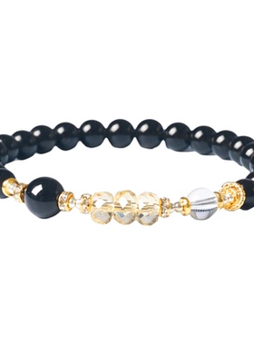 五行补金水手链黑曜石手串