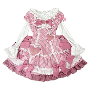 现货掉落薄巧粉《涩谷甜心》原创设计风lolita丝绒蛋糕洋装连衣裙