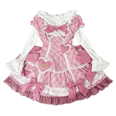 现货掉落薄巧粉《涩谷甜心》原创设计风lolita丝绒蛋糕洋装连衣裙