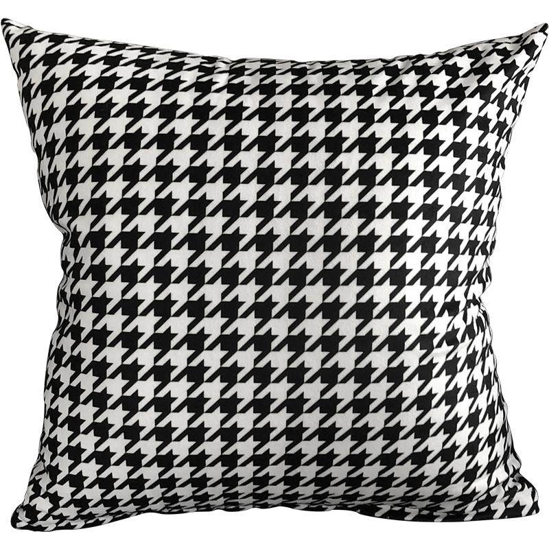 轻奢客厅沙发靠垫靠枕黑白格子大靠背长方千鸟格抱床头枕套不含芯