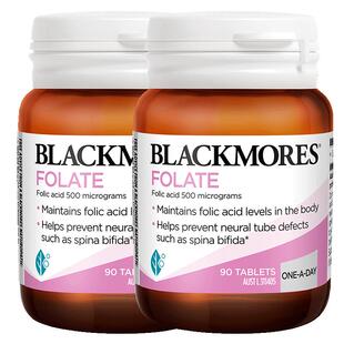 澳佳宝BLACKMORES叶酸孕妇早期90片*2备孕期专用营养澳洲官方正品