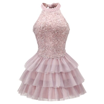 雾紫芭蕾香芋紫提花挂脖连衣裙