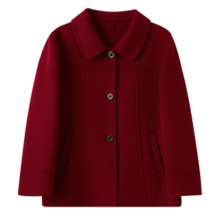 洋气新款双面羊绒大衣女小个子羊毛呢短款外套妈妈装秋冬呢子上衣