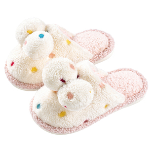 幸福玛丽女童棉拖鞋冬季室内可爱公主儿童毛拖鞋女款家居保暖秋冬