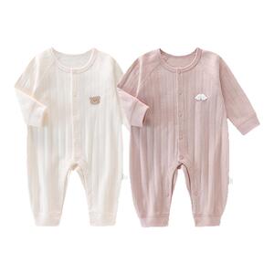 贝乐咿婴儿连体衣夏季新生儿宝宝衣服薄款长袖睡衣空调服纯棉夏装