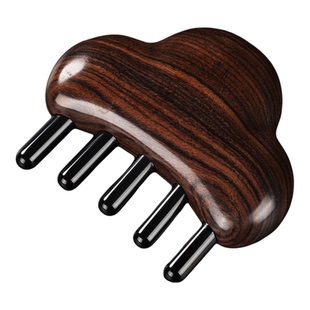 【新品】檀木牛角梳子头皮经络按摩梳大齿粗宽齿整木料五爪按摩梳