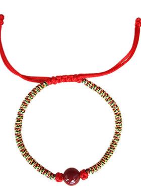 宝宝手绳手链天然朱砂手工编可调