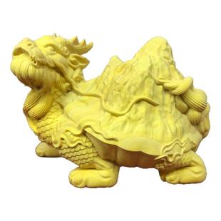 黄杨木雕霸下龙龟驮山上古神兽瑞兽实木中式摆件家居客厅装饰礼品