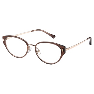 LOHO钛架猫眼镜框女款近视度数可配蔡司镜片素颜架变色冷茶色眼镜
