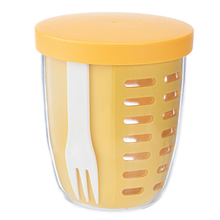 霜山水果杯便携早餐杯带叉子沙拉杯酸奶碗外带双层带盖沥水密封杯