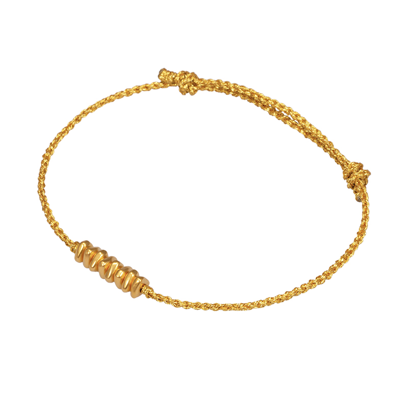 足金999小金珠转运珠 小克重黄金手工手绳细叠戴手链女生红绳礼物