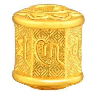 老庙黄金足金转运珠六字真言六角桶珠女手串礼定价官方正品礼物男