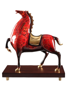 将军马大漆马全铜摆件
