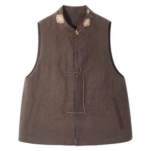 布小匠原创设计桑蚕丝龟纹香云纱绣花马夹女款冬季新中式国风马甲