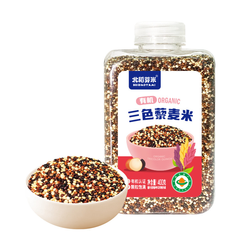 【U先试用】北稻芽米有机三色藜麦瓶装 粗粮黑红白藜麦饭代餐主食