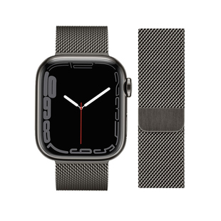 适用s11苹果手表iwatch表带s10磁吸applewatch编织9米兰尼斯8金属S7腕带运动se男高级utral2非原装不锈钢网带