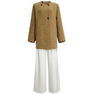 加厚双面呢外套 丨100羊毛暗纹温柔丨日杂宽松廓形毛呢大衣2530