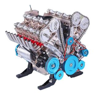 土星文化发动机模型全金属拼装可发动迷你汽车引擎玩具V8四缸组装