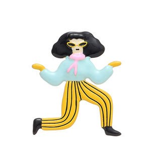 ins风 喷漆手绘设计日系个性创意趣味搞怪撞色小人珍珠耳钉耳饰