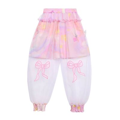天鹅梦印花网纱清凉防蚊裤女童夏