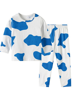 卡通长袖奶牛条纹睡衣居家服套装