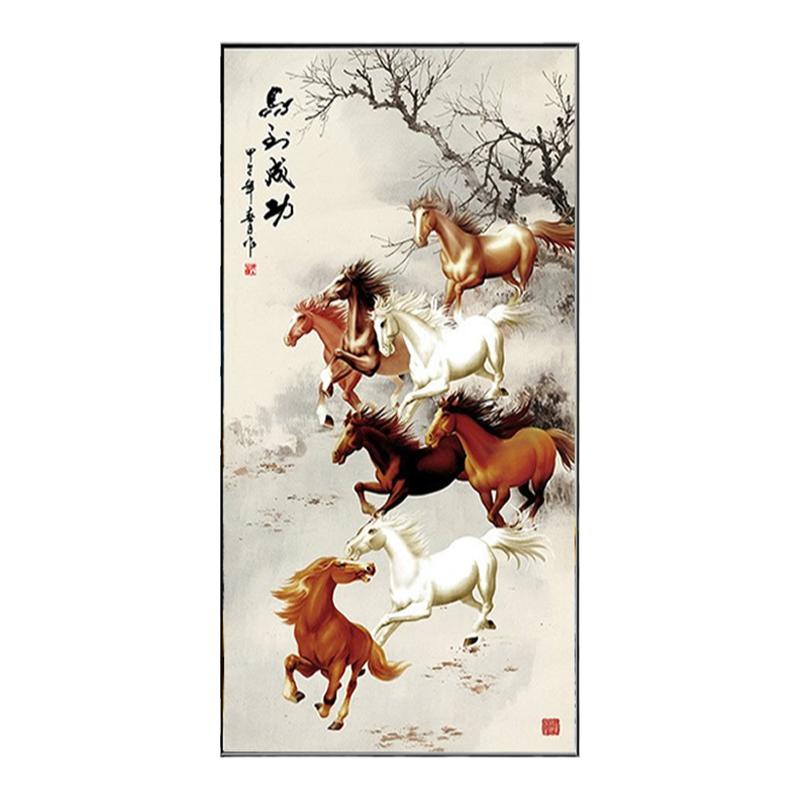 玄关钻石画马到成功客厅骏马竖版