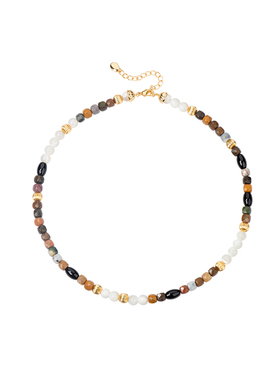 Neverfar Essential·秋冬系列虎眼石岩纹串珠项链女款秋季新款