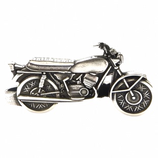 美国代购Tie Clip◇手作复古摩托车黄铜镀纯银父亲节礼物领带夹