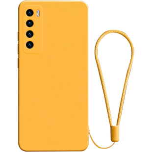 适用于华为nova7手机壳nova7pro新款向日葵液态硅胶nova7se带手绳简约防摔挂绳5g保护套男女情侣方边纯色商务