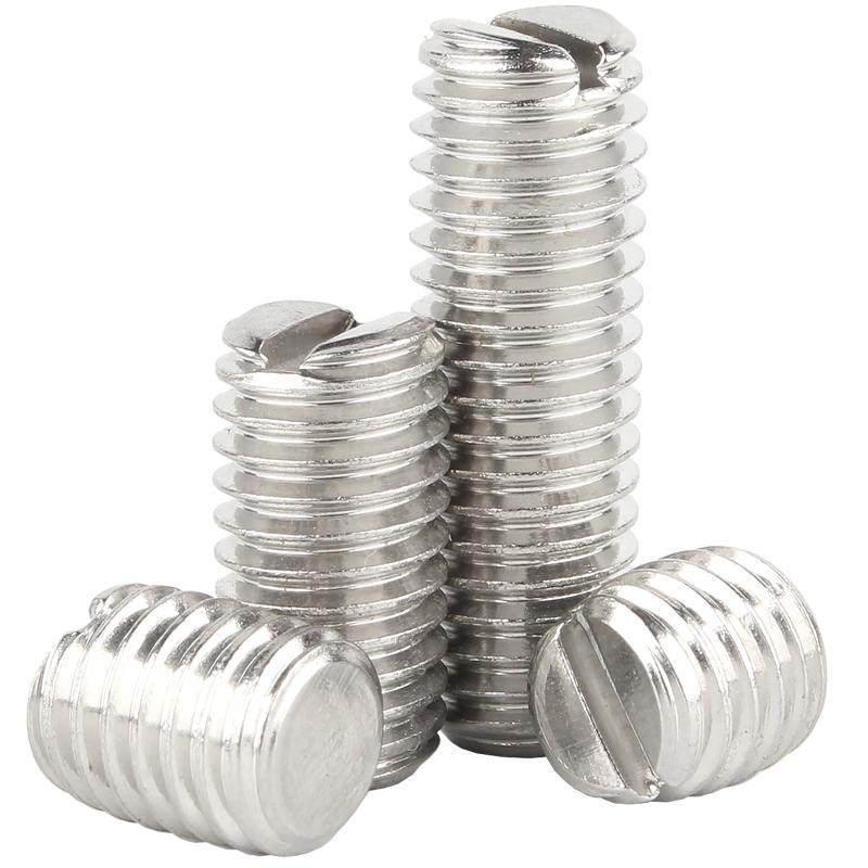 304不锈钢一字平端紧定螺钉开槽无头机米螺丝顶丝M1.2M2M3M4M5-M8