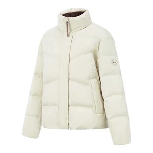 李宁短款羽绒服黑色防风上衣女2025冬季新款连帽加厚保暖鸭绒外套