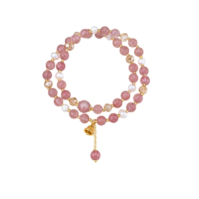 阿吉豆草莓晶珍珠双圈手链