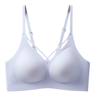 胸前交叉肩带美背内衣防滑肩不掉肩防溜肩文胸薄款无痕无搭扣胸罩