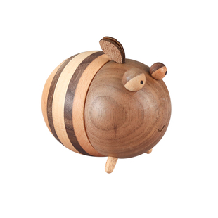 蜜蜂牙签盒居家用桌面实木制牙签筒创意可爱萌物便携装饰摆件礼物