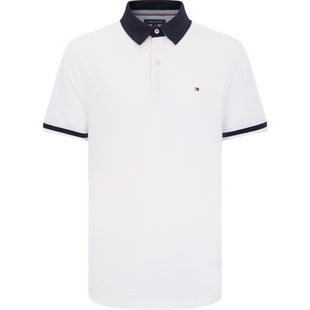 Tommy26春夏新款男装珠地棉撞色领口短袖T恤/镶边袖口修身POLO衫