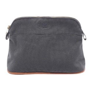 中古Hermes爱马仕女包B级9新Pouch小包帆布化妆包灰色BRANDOFF