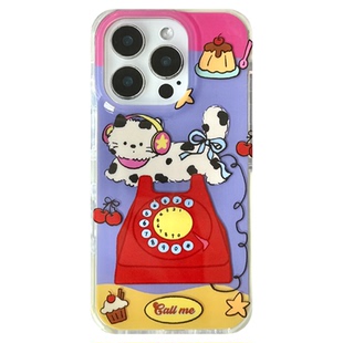 由里公园ins韩系可爱复古电话猫咪插画17适用17pro苹果17ProMax手机壳iPhone16全包14新款16Promax保护套13女