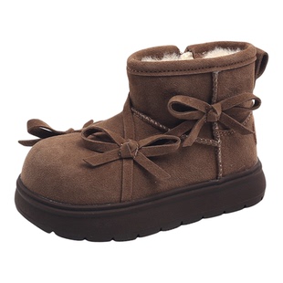 大头儿童雪地靴女童东北大棉鞋2025新款冬季加绒加厚保暖宝宝短靴