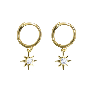 KNA珂娜「闪耀恒星」简约小钻星芒耳圈S925纯银耳钉女职场气质ins