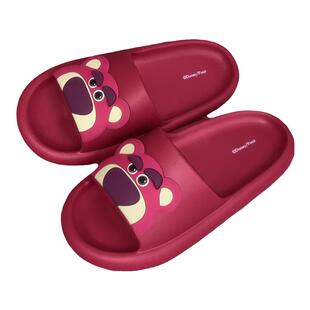 细细条 卡通可爱拖鞋女夏季家用防滑踩屎感eva迪士尼草莓熊凉拖鞋