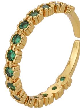 祖母绿锆石开口食指戒戒指