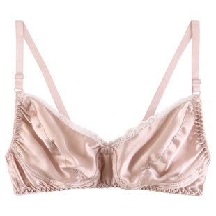 无胸垫真丝内衣女士夏季超薄款透气100%桑蚕丝缎面文胸防凸点胸罩