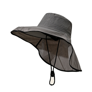 UPF50大檐遮阳帽休闲防晒帽女夏季骑车渔夫帽百搭防紫外线挡脖子